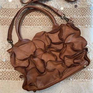 Fiori di Firenze Leather Ruffle Crossbody Purse